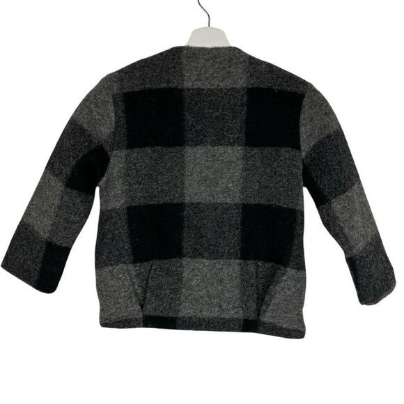 Zara Girls Black Buffalo Plaid Collarless Jacket size 7 - Picture 4 of 14